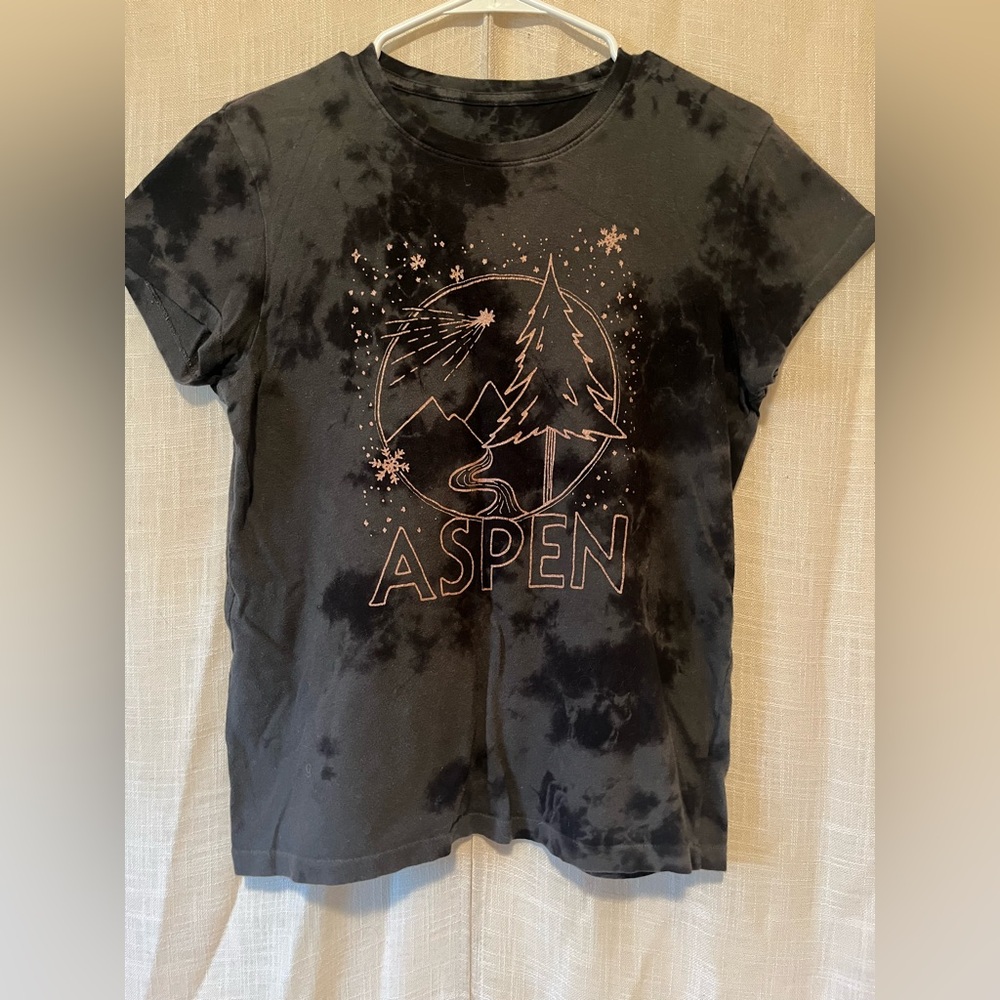 Anthropologie Aspen Graphic Tie-Dye Tee | Black | Size Small | Good Condition